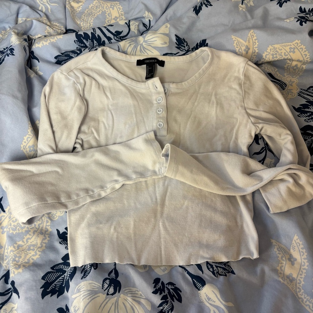 Pale blue long sleeve cropped henley